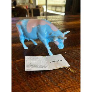 Lullaby Cow Figurine By Cow Parade Blue Pink Stars 6" Collectible Resin Art 2001
